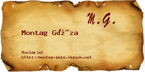 Montag Géza névjegykártya
